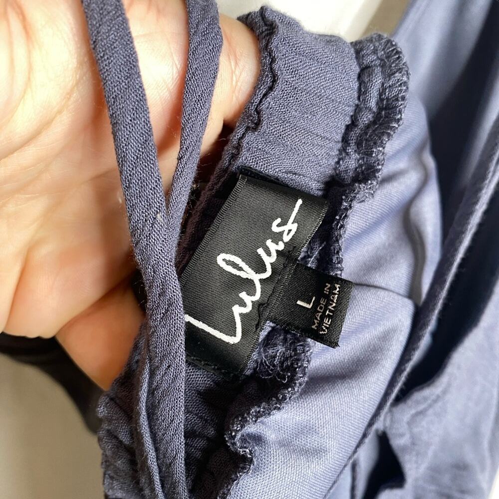 Lulu's Lost In Paradise Navy Blue Maxi‎ Dress brand new open back strappy large - Picture 8 of 8